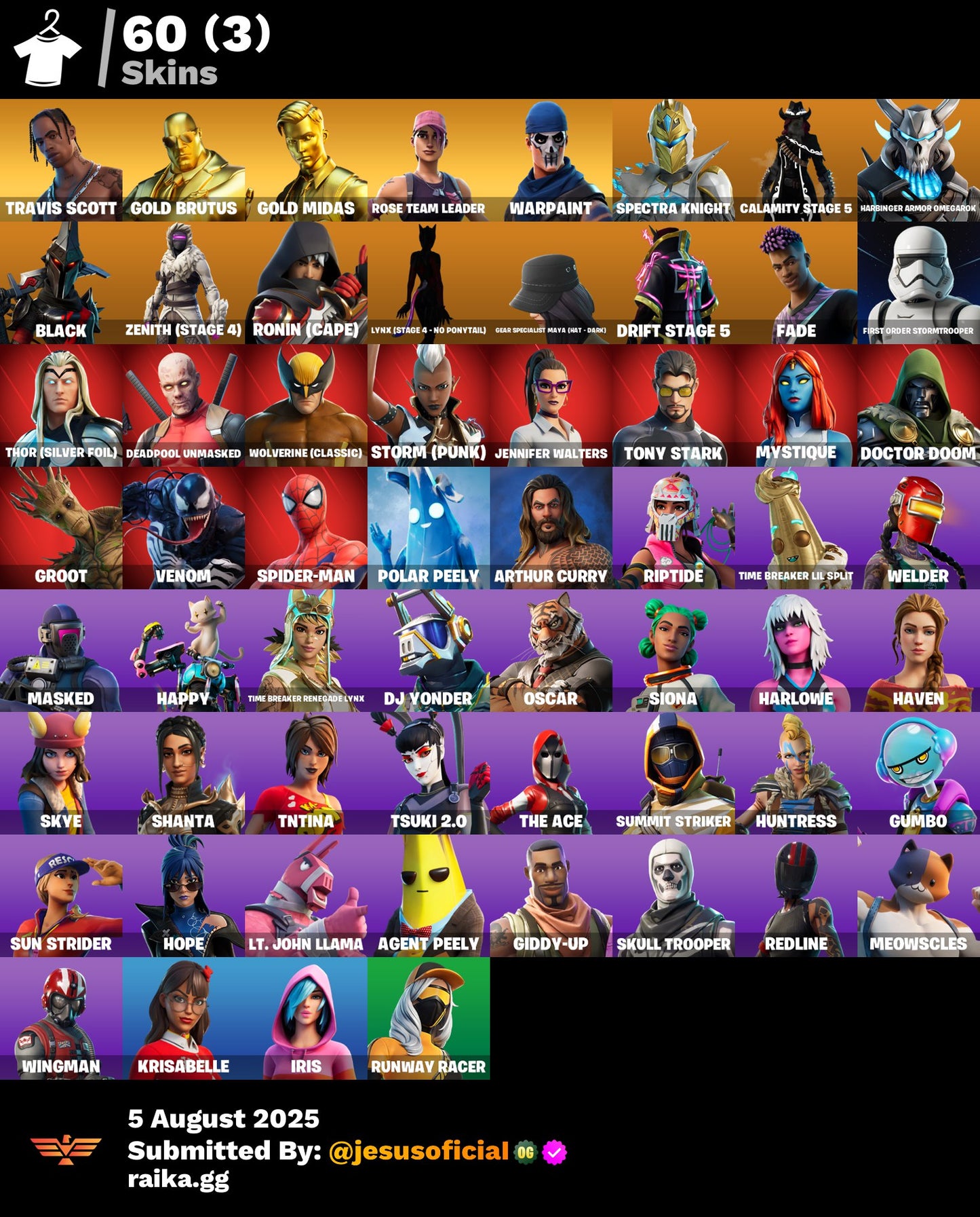 CUENTA FORTNITE 60 SKINS "TRAVIS SCOTT + GOLD MIDAS + STW OG"