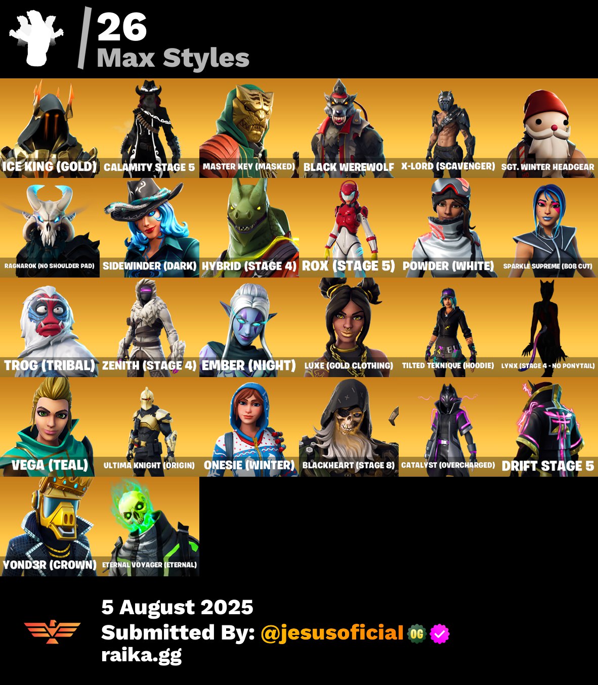CUENTA FORTNITE 74 SKINS "POLO PRODIGY + TOMA LA L + THE REAPER"