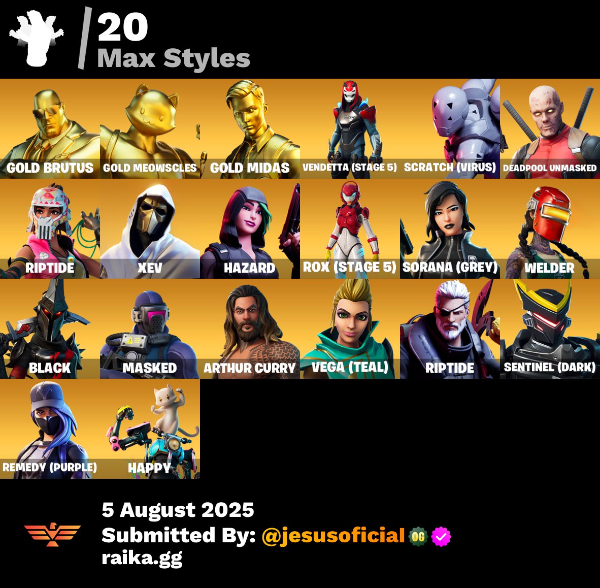 CUENTA FORTNITE 56 SKINS "GOLD MIDAS + PASE MARVEL + RAGE"