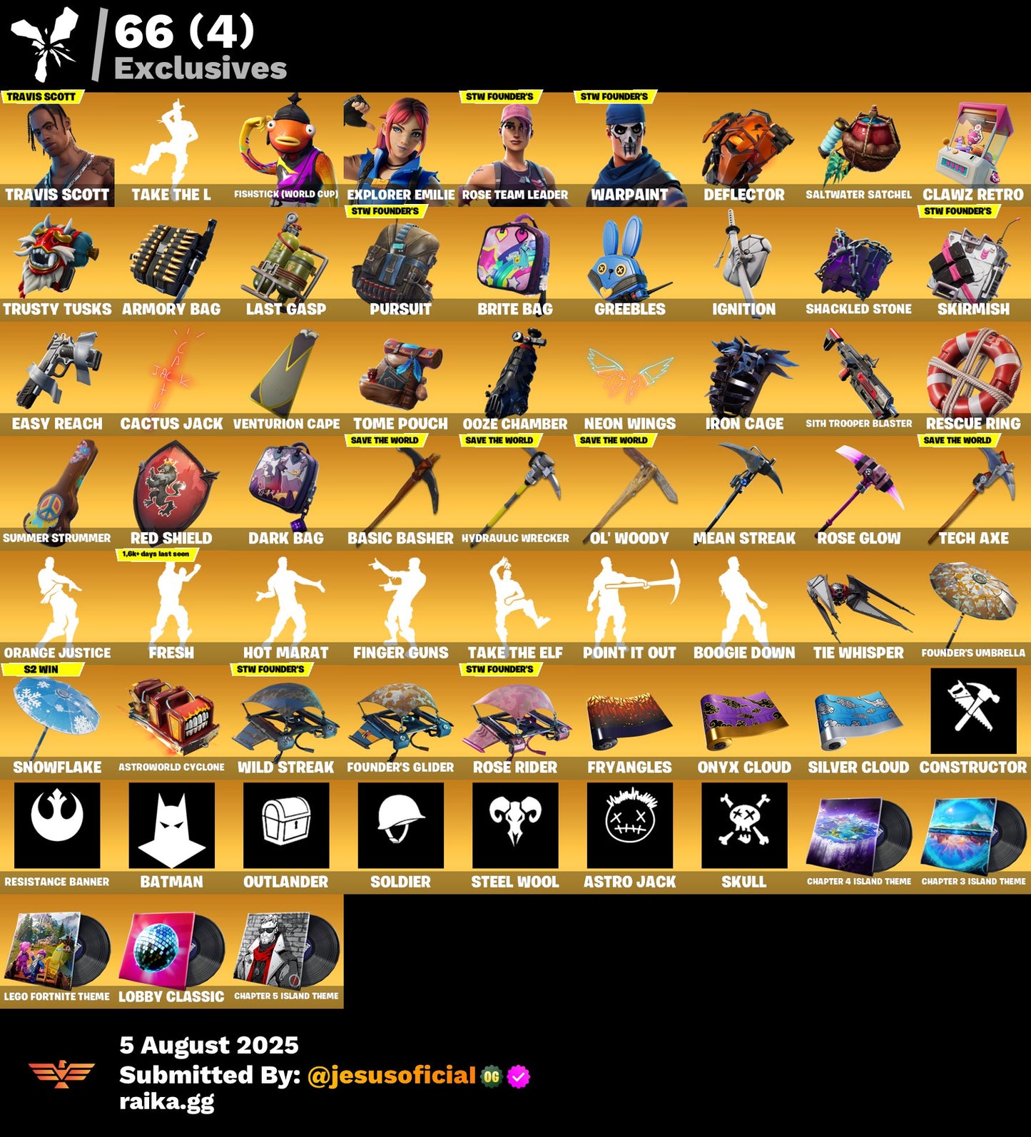 CUENTA FORTNITE 120 SKINS "TRAVIS SCOTT + TOMA LA L + FRESH"