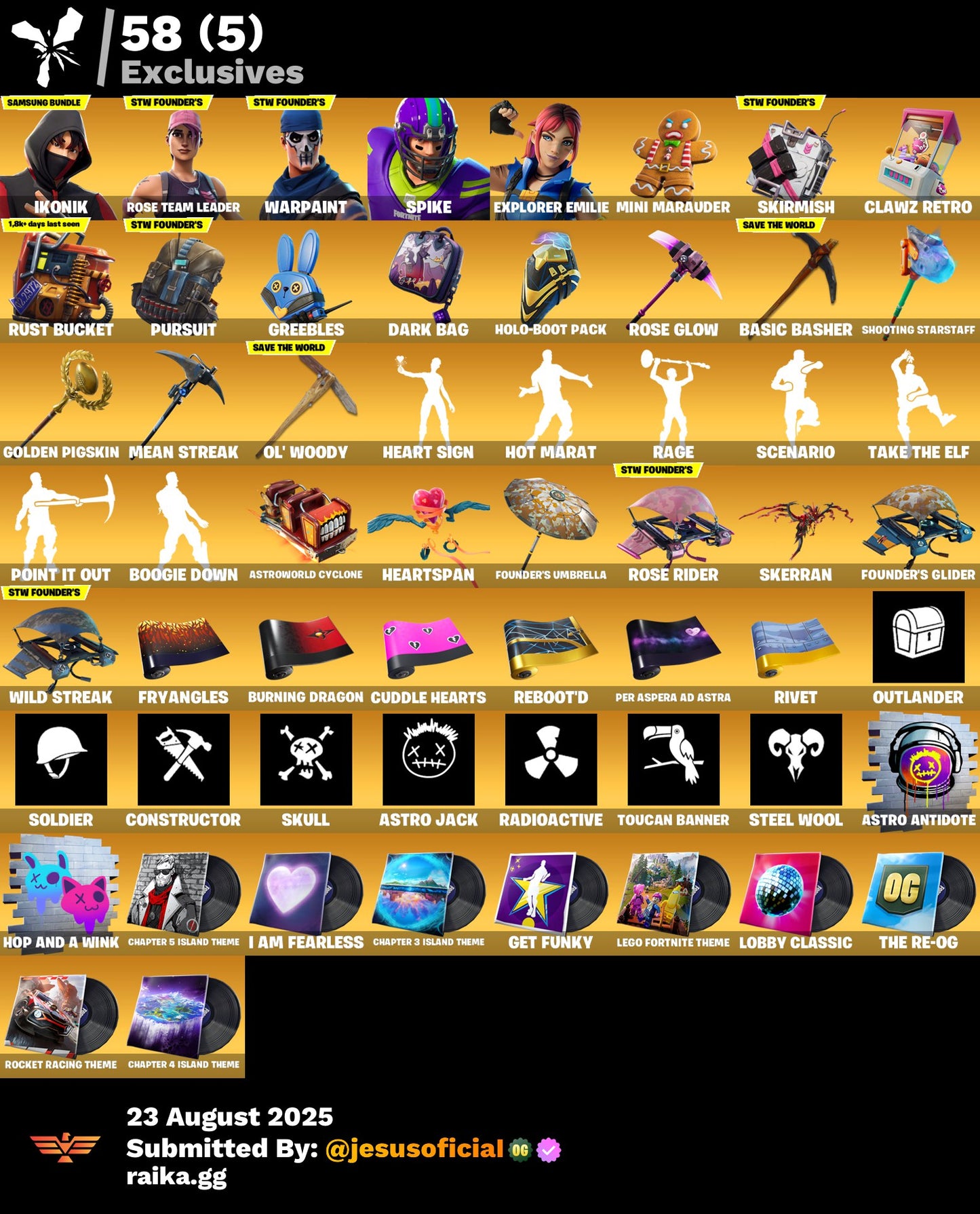 CUENTA FORTNITE 85 SKINS "IKONIK + STW OG + RAGE"