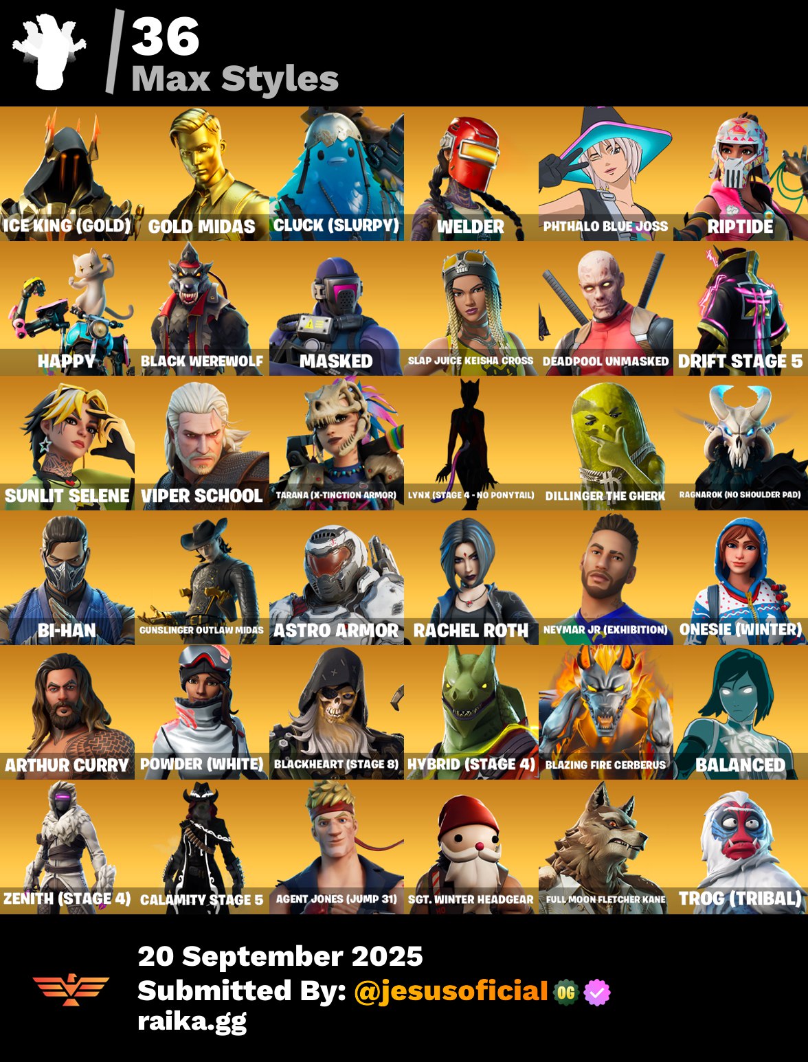 CUENTA FORTNITE 137 SKINS "GOLD MIDAS + STW OG + JUSTICIA NARANJA"