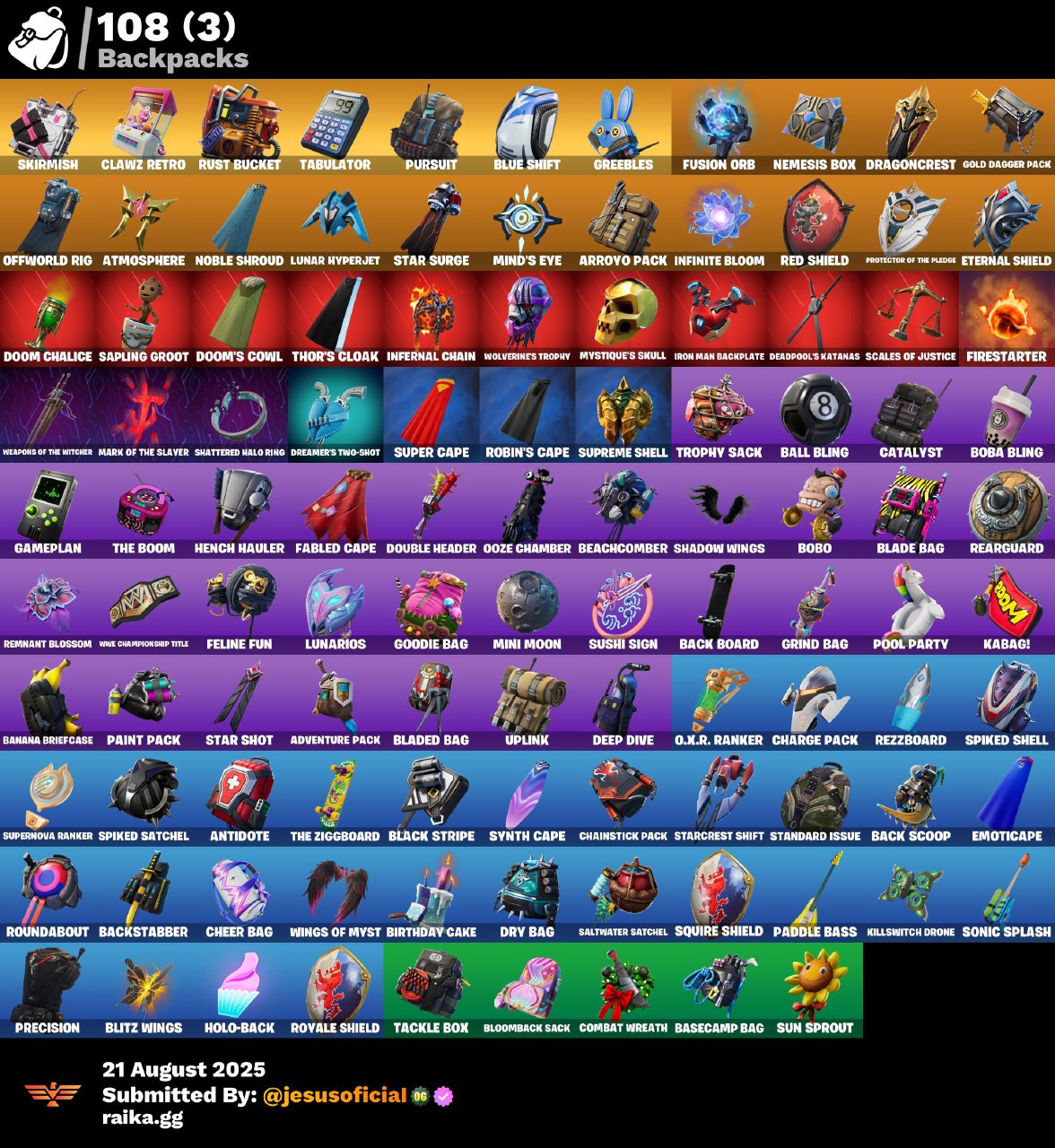CUENTA FORTNITE 106 SKINS "BLUE SQUIRES + RISA DE BURRO + STW OG + JELTY"