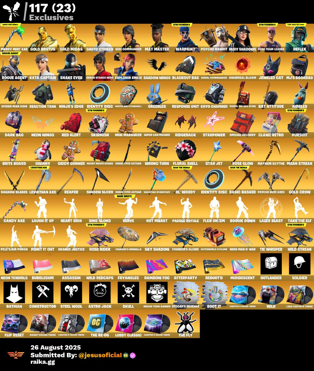 CUENTA FORTNITE 245 SKINS "LARA CROFT + HACHA DE KRATOS + PICO MINTY + RISA DE BURRO:"