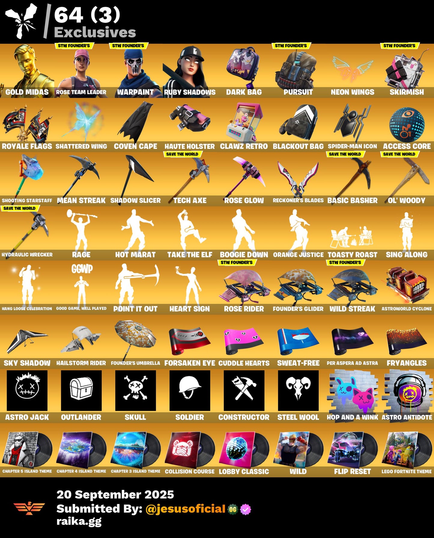 CUENTA FORTNITE 137 SKINS "GOLD MIDAS + STW OG + JUSTICIA NARANJA"