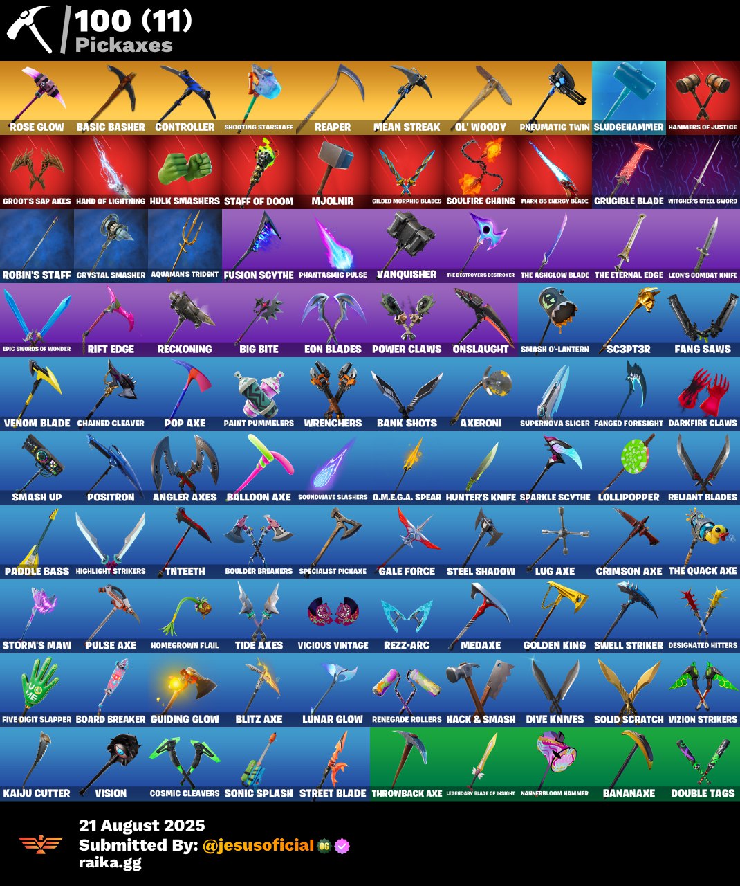 CUENTA FORTNITE 106 SKINS "BLUE SQUIRES + RISA DE BURRO + STW OG + JELTY"