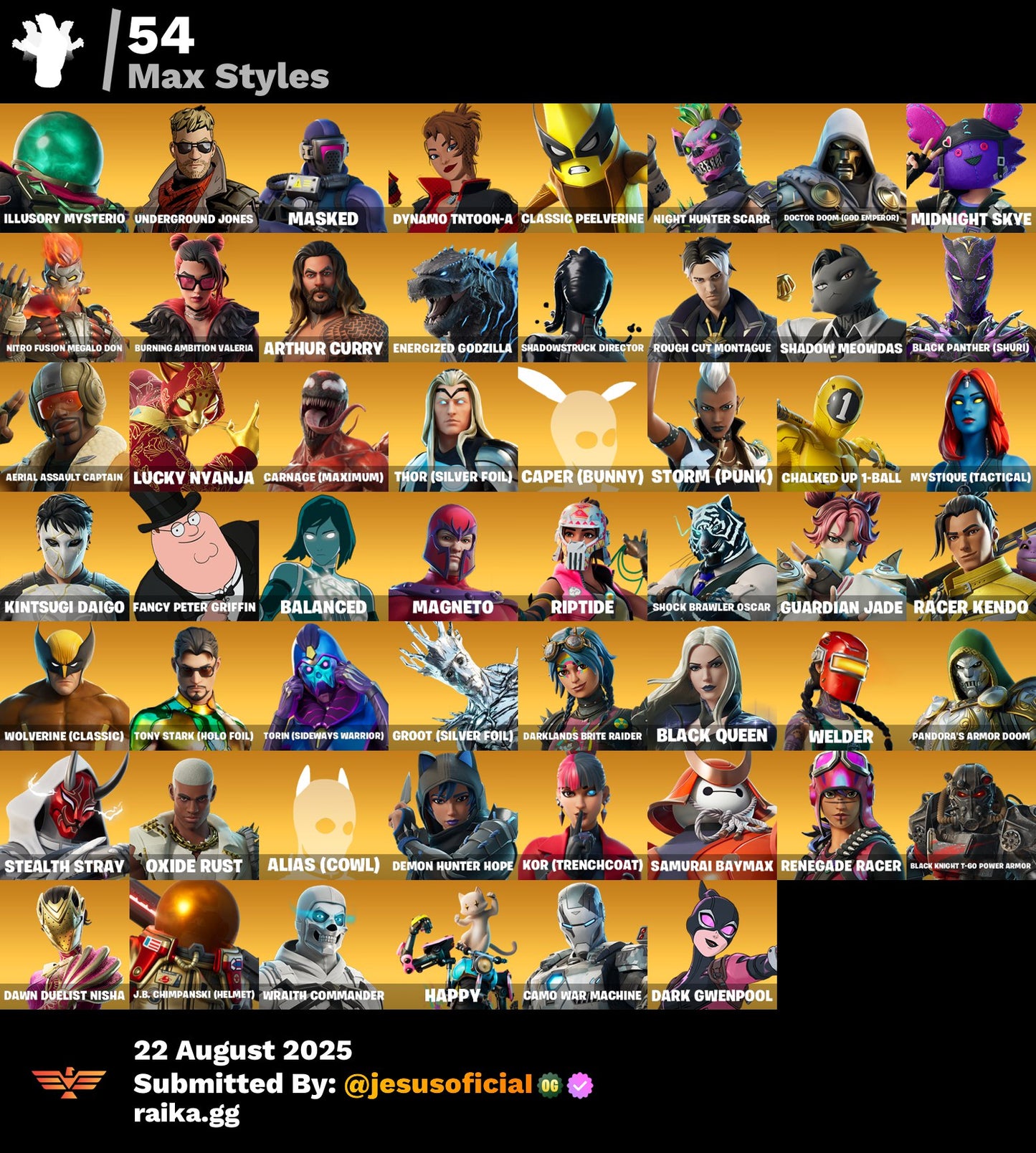 CUENTA FORTNITE 142 SKINS "JILL VALENTINE + PASE MARVEL OG + CLOUD STRIKER"