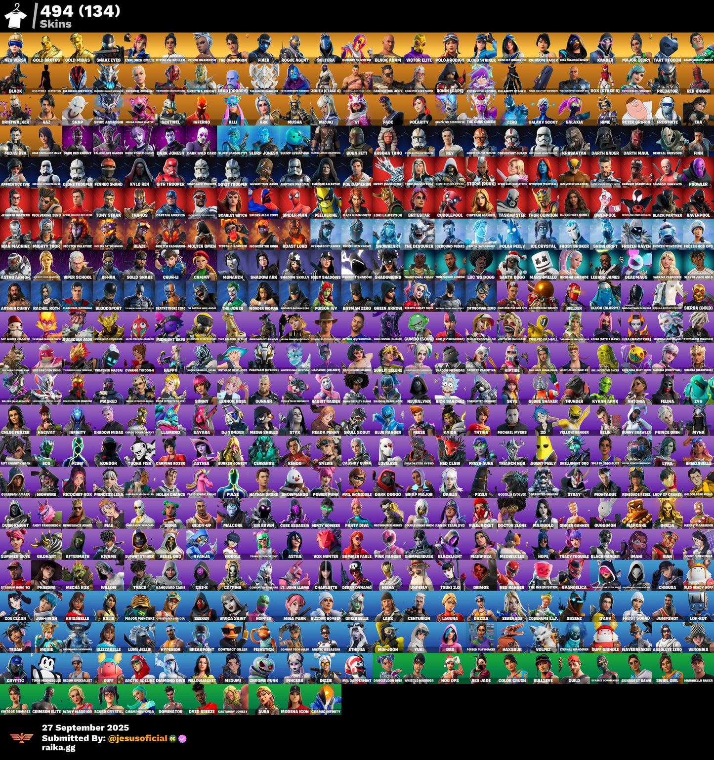 CUENTA FORTNITE 494 SKINS "NEOVERSA + POLO PRODIGY + GOLD MIDAS"