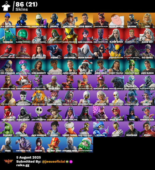 CUENTA FORTNITE 86 SKINS "JELTY + LINA SCORCH + TRILOGY"