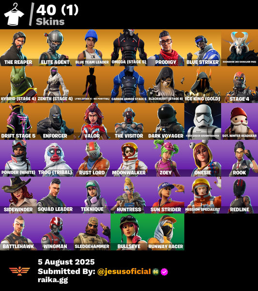 CUENTA FORTNITE 40 SKINS "THE REAPER + OMEGA STAGE 5 + TOMA LA L"