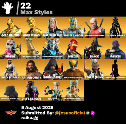 CUENTA FORTNITE 60 SKINS "TRAVIS SCOTT + GOLD MIDAS + STW OG"