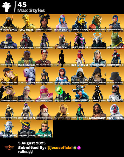CUENTA FORTNITE 124 SKINS "GOLD MIDAS + NEO VERSA + STW OG"