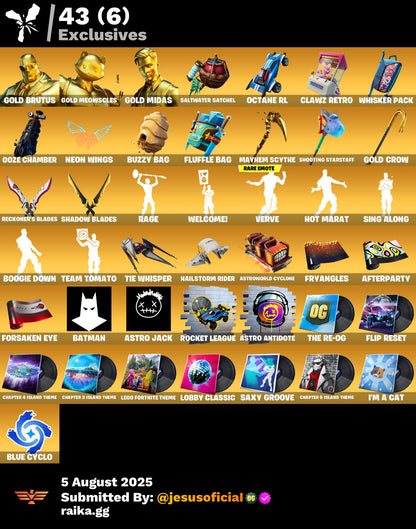 CUENTA FORTNITE 56 SKINS "GOLD MIDAS + PASE MARVEL + RAGE"