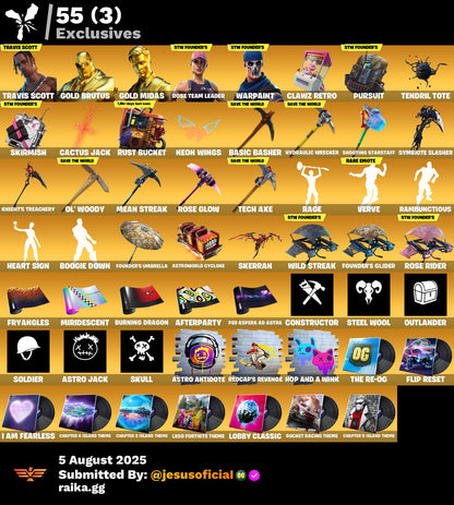 CUENTA FORTNITE 60 SKINS "TRAVIS SCOTT + GOLD MIDAS + STW OG"