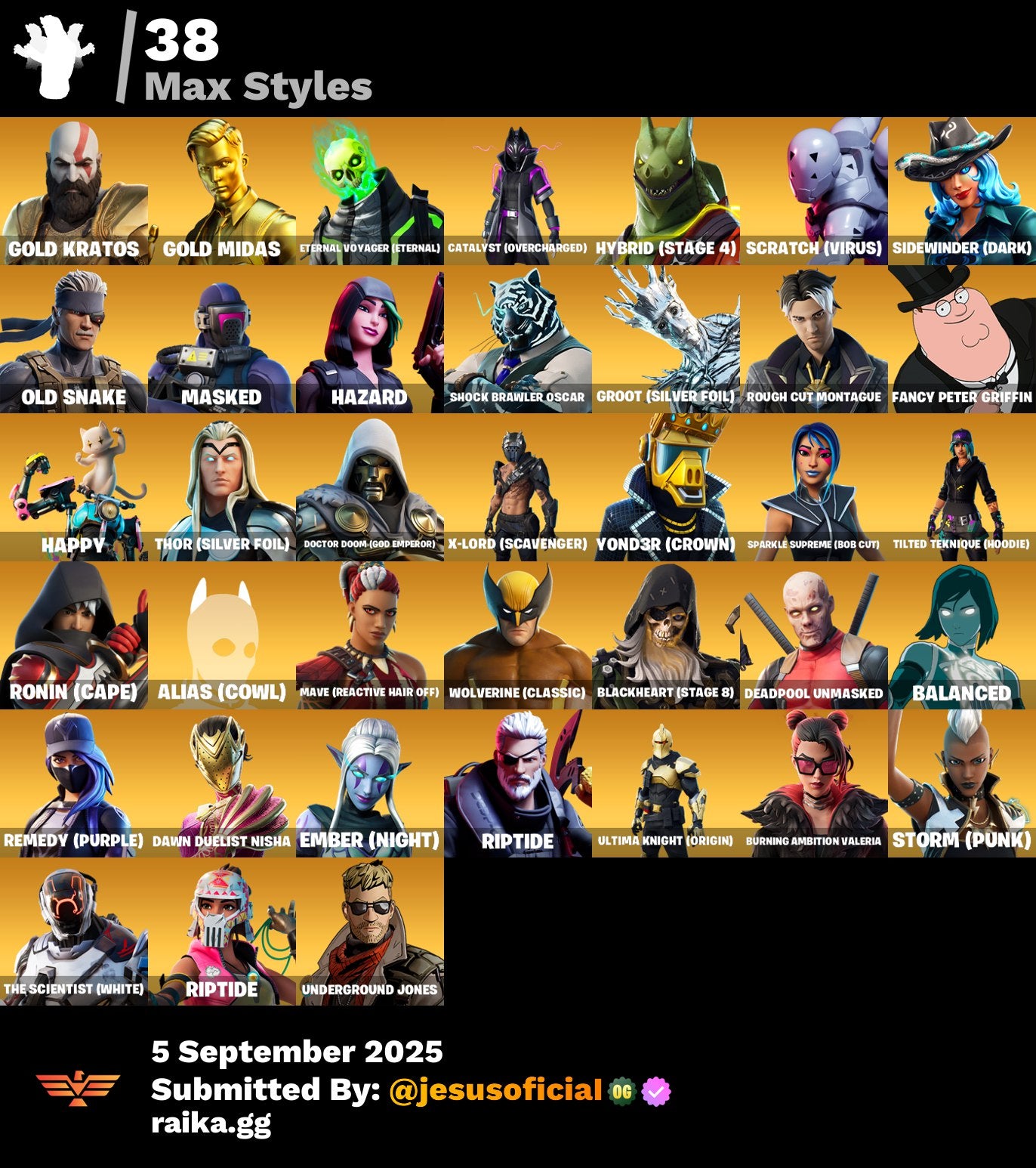CUENTA FORTNITE 136 SKINS "GOLD MIDAS + NEO VERSA + HACHA DE KRATOS + RISA DE BURRO"