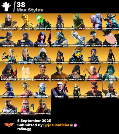 CUENTA FORTNITE 136 SKINS "GOLD MIDAS + NEO VERSA + HACHA DE KRATOS + RISA DE BURRO"
