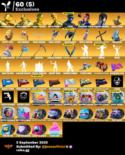 CUENTA FORTNITE 134 SKINS "GOLD MIDAS + PASE MARVEL + RISA DE BURRO"