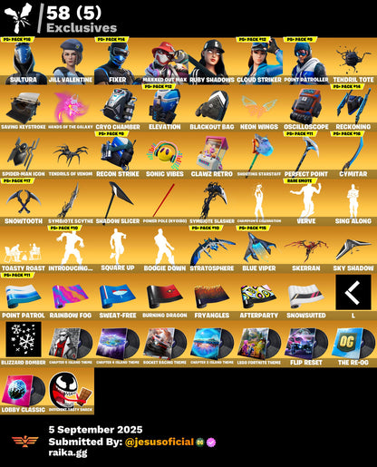 CUENTA FORTNITE 142 SKINS "JILL VALENTINE + PASE MARVEL OG + CLOUD STRIKER"
