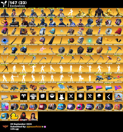 CUENTA FORTNITE 258 SKINS "BLACK KNIGHT + THE REAPER + JELTY + OMEGA CON LUCES + STW OG"