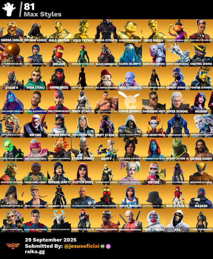 CUENTA FORTNITE 258 SKINS "BLACK KNIGHT + THE REAPER + JELTY + OMEGA CON LUCES + STW OG"