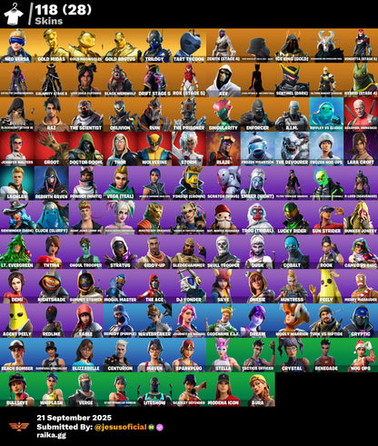 CUENTA FORTNITE 118 SKINS "GOLD MIDAS + NEO VERSA + LARA CROFT"