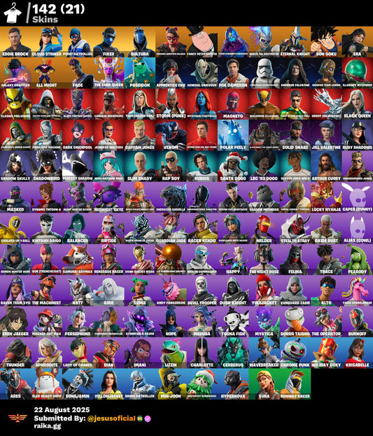 CUENTA FORTNITE 142 SKINS "JILL VALENTINE + PASE MARVEL OG + CLOUD STRIKER"