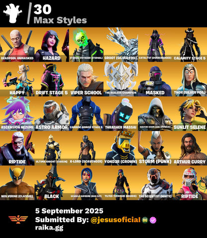 CUENTA FORTNITE 107 SKINS "BLUE SQUIRES + RISA DE BURRO + STW OG + JELTY"