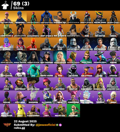 CUENTA FORTNITE 69 SKINS "STW OG + BANANIN + DERIVA"