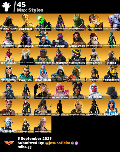 CUENTA FORTNITE 124 SKINS "GOLD MIDAS + NEO VERSA + STW OG"
